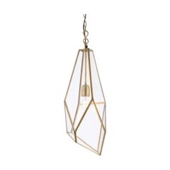 Endon Avery One Light Ceiling Pendant In Antique Brass And Clear Glass