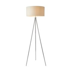 Endon Tri Ivory One Light Floor Lamp In Chrome Plate With Linen Mix Shade