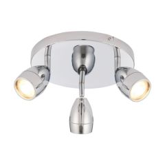 Endon Porto Three Light Round Ceiling Spotlight In Chrome Plate And Clear Glass