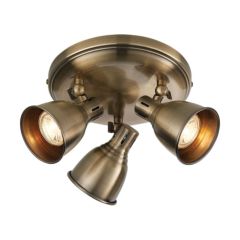 Endon Westbury 3 Light Ceiling Spotlight In Antique Brass Plate