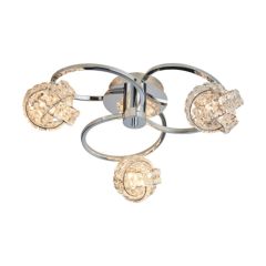 Endon Talia 3 Light Semi Flush In Chrome Plate And Clear Crystal Glass