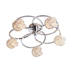 Endon Talia 5 Light Semi Flush In Chrome Plate And Clear Crystal Glass