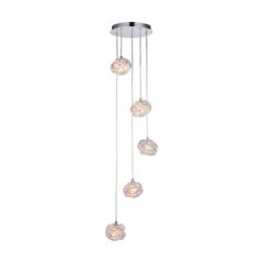Endon Talia 5 Light Ceiling Pendant In Chrome Plate And Clear Crystal Glass