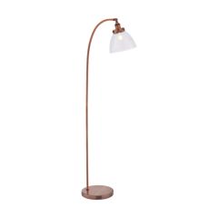 Endon Hansen Task Floor Lamp In Aged Copper And Clear Glass