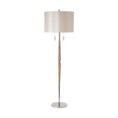 Endon ALTESSE-FLNI 2 Light Switched Wood & Chrome Floor Lamp