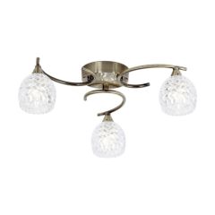 Endon BOYER-3AB 3 Light Antique Brass Semi Flush Ceiling