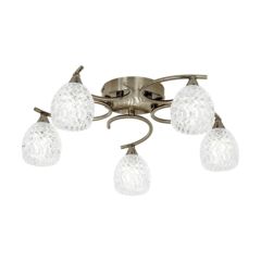 Endon BOYER-5AB 5 Light Antique Brass Semi Flush Ceiling