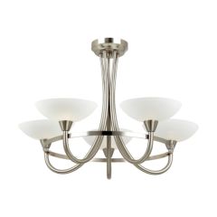 Endon CAGNEY-5SC 5 Light Glass & Satin Chrome Ceiling