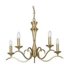 Endon 5 Light Chandelier With Antique Brass Finish