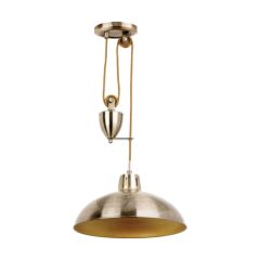 Endon POLKA-AB Rise And Fall Pendant Ceiling Light In Antique Brass
