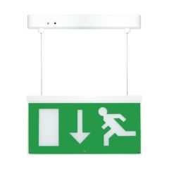 Eterna SIGNLEDEM3 LED emergency hanging exit sign light with signs directive down arrow legend