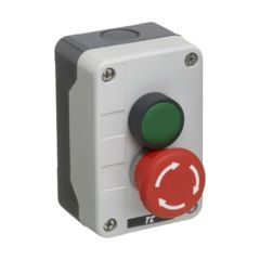Europa RC2PGES55 Control Station Pre-Assembled 2 Position Em/Stop 1NO+1NC IP65 Green Plastic