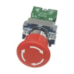 Europa RCAS-ES541 Pushbutton Emergency Stop Twist Release 1NO c/w Collar 40mm Red Metal