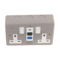 Europa RCD13AMCA Socket 2 Gang RCD On/Off Indicator Test Facility Type A 13A 30mA Metal Clad