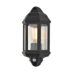 Forum CZ-26743-BLK Coast Athena Black Polycarbonate Wall Half Lantern with PIR Sensor IP44 42W