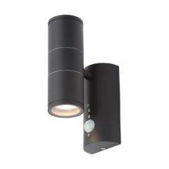 Forum CZ-29319-BLK Islay Black Up/Down Wall Light 2 x 35W GU10 with PIR IP44