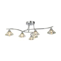 Forum Spa Reena Chrome and Frosted Glass 6 Light Ceiling Fitting IP44 G9