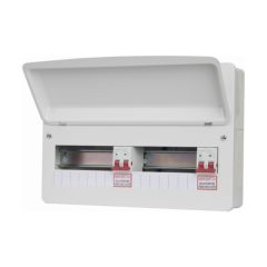 FuseBox F2014DT 14 Way Consumer Unit Main Switch Dual Tariff 7/7 2x100A 259x378x113mm 