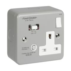 PowerBreaker RCD Single Switched Socket Passive 30mA Metal