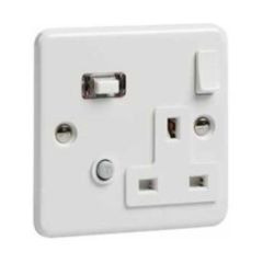 Powerbreaker RCD Single Switched Socket Skeleton 30mA White