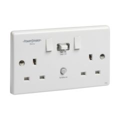 Powerbreaker RCD Twin Switched Socket Passive 30mA White