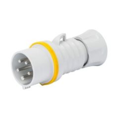 Gewiss GW60001H IEC 309 HP High Performance Plug 2P+E 4h IP44 Screw Wiring 16A 110V 50/60Hz Yellow Halogen Free Plastic