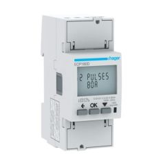 Hager ECP180D Meter kWh 1 Phase Direct 2M S0 80A 60x92x36mm