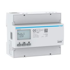 Hager ECR310D Meter kWh 3 Phase Direct 6M MODBUS MID 125A 60x92x107mm