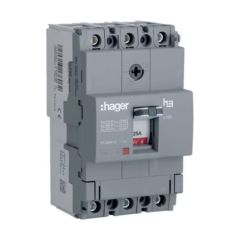 Hager HDA025Z 25A 18kA 3 Pole 3D Fixed Thermal, Fixed Magnetic MCCB h3 x160