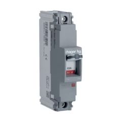 Hager HDA061Z 63A 18kA 1 Pole 1D Fixed Thermal, Fixed Magnetic MCCB h3 x160