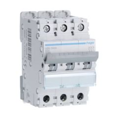 Hager NBN350A 50A 10kA/15kA 3 Pole B Curve 3 Module MCB