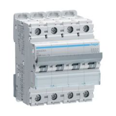Hager NBN406A 6A 10kA/15kA 4 Pole B Curve 4 Module MCB