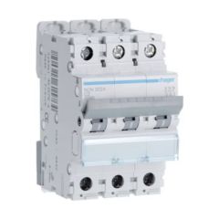 Hager NCN302A 2A 10kA/15kA 3 Pole C Curve 3 Module MCB