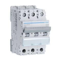 Hager NCN363A 63A 10kA/15kA 3 Pole C Curve 3 Module MCB