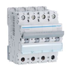 Hager NCN410A 10A 10kA/15kA 4 Pole C Curve 4 Module MCB