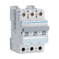 Hager NDN301A 1A 10kA 3 Pole D Curve 3 Module MCB