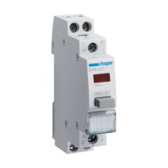 Hager SVN432 Pushbutton (impulse) + Red Indicator Light, 2NO: 230V AC