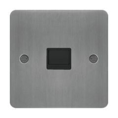 Hager WFBTSBSB Sollysta Socket 1 Gang Telephone Secondary c/w Black Insert Brushed Steel