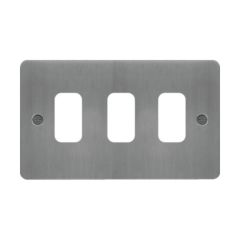 Hager WFGP3BS Sollysta Grid Plate 3 Gang Brushed Steel