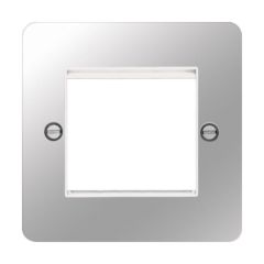 Hager WFP2EUPSW Sollysta Grid Plate 1 Gang 2 Module Euro c/w White Insert Polished Steel