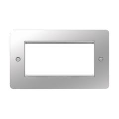 Hager WFP4EUPSW Sollysta Grid Plate 2 Gang 4 Module Euro c/w White Insert Polished Steel