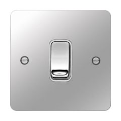 Hager WFPS12PSW Sollysta Plate Switch 1 Gang 2 Way c/w White Insert 10AX Polished Steel