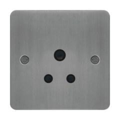 Hager WFS51BSB Sollysta Socket 1 Gang Unswitched Round Pin c/w Black Insert 5A Brushed Steel