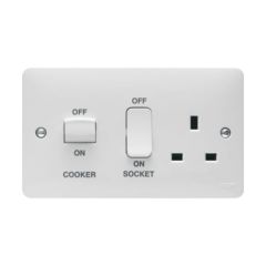 Hager WMCC50 Sollysta 45A DP Cooker Control Unit White c/w 13A Switched Socket