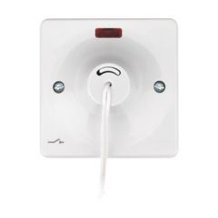 Hager Sollysta 50A Ceiling Switch DP Isolating White (for Showers up to 11.5kW) c/w LED Indicator