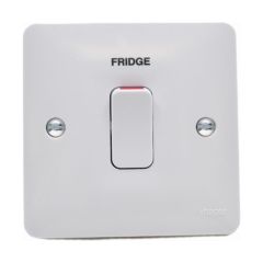 Hager WMDP84N/FRI Sollysta Control Switch 1 Gang DP c/w LED Indicator Marked Fridge 20A White