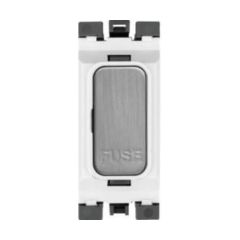 Hager WMGFU13PSW Sollysta Fuse Carrier Grid Module c/w White Insert 13A Polished Steel