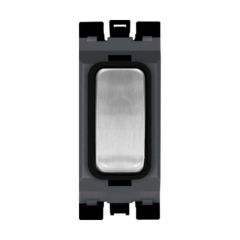 Hager WMGS12BSB Sollysta Grid Switch 2 Way SP Module c/w Black Insert 20AX Brushed Steel