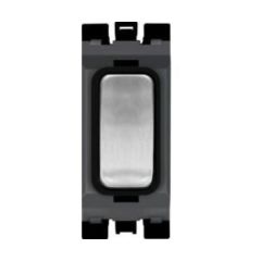 Hager WMGS22RBSB Sollysta Grid Switch 2 Way Retractive Module c/w Black Insert 20A Brushed Steel