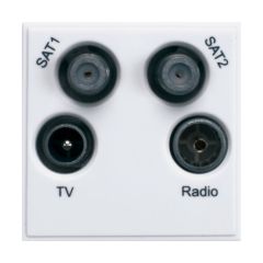 Hager WMMQX Sollysta Quadplexer TV/Radio/Sat1/Sat2 Euro Module White
